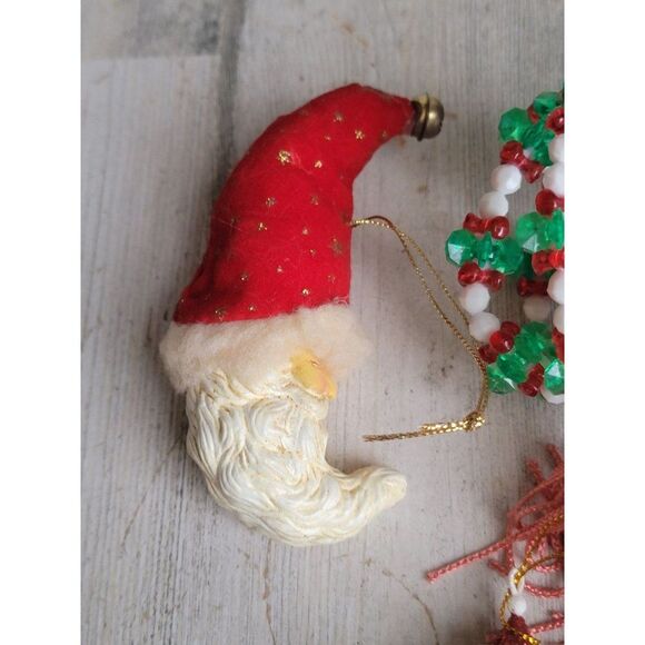 Unique Santa Claus moon face ball bead variety ornament set Xmas glitter - Picture 5 of 8